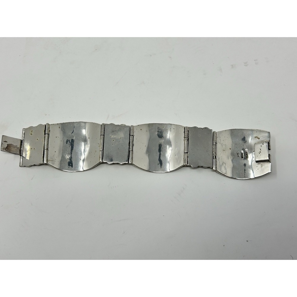 Vintage 925 Mexico Sterling Silver Porcupine Animal Panel Bracelet Heavy 2.5 oz - Picture 5 of 12